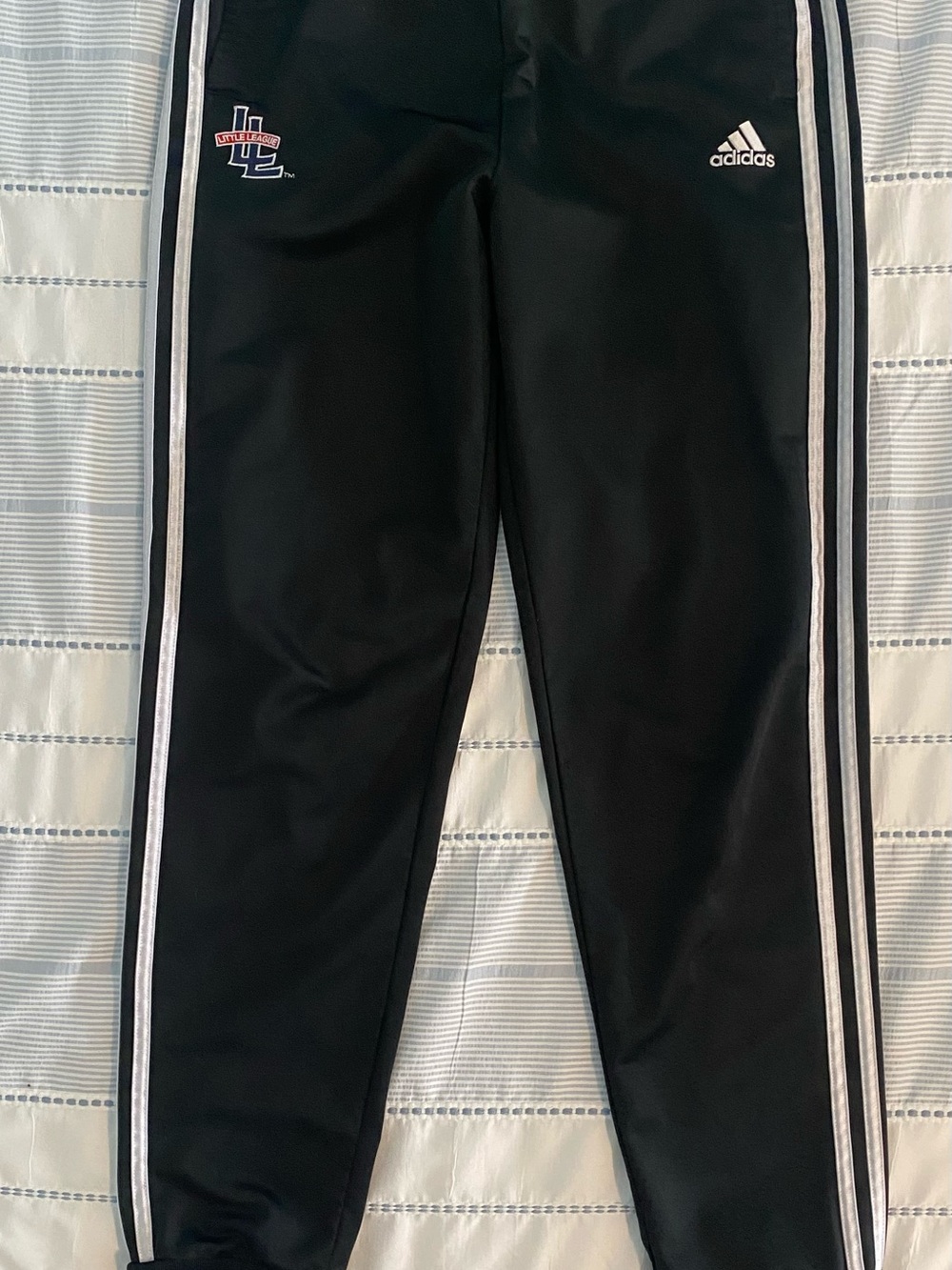 adidas Kids Black Joggers with White Side Stripes